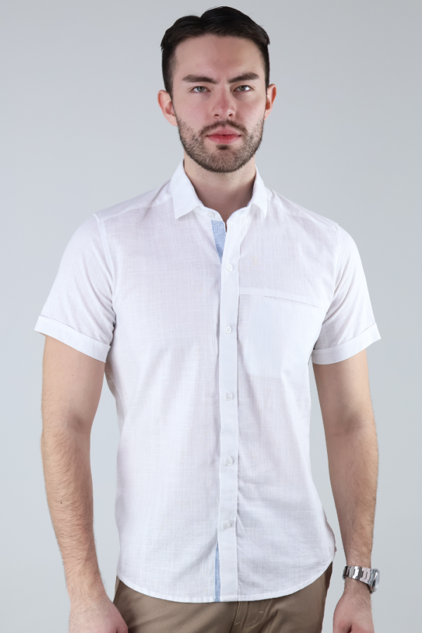 Camisa Blanca Casual Con Bolsa Oculta Hombre Práctica Y Moderna